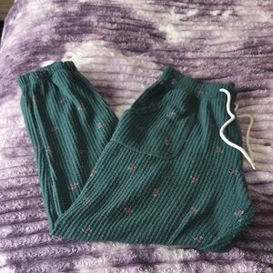 Gilly Hicks Hollister Size M Teal Knit Pants with Red Dots
